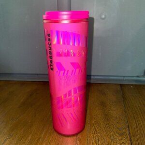 Starbucks 2021 Holiday Hot Pink Ribbon Cold Cup Tumbler 16oz
